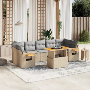 Prolenta Premium - Salon De Jardin Avec Coussins 8 Pcs Beige R&eacute;sine Tress&eacute;e - Neuf