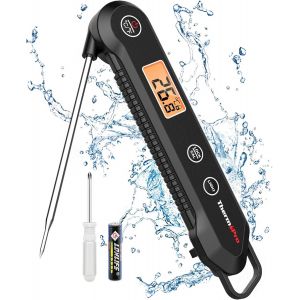 KAL-Tp03H Ipx6 Etanche Thermometre Cuisine À Lecture Instantanée Numérique Pour Cuisson Thermomètre De Cuisine Avec Etalonnage Et Rétroéclairage Convient Pour Bbq, Viande, Four, Patisserie, Noir - Neuf