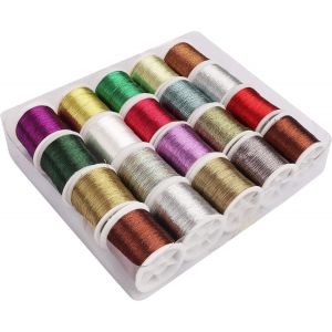 Chenquansarl-Lot De 20 Fil A Broder En Polyester Métallisé - Assortiment De Bobines De Fil À Coudre Pailletté De 40 M - Fil Couture Machine À Coudre, Bracelet Damitié, Broderie & Artisanat - Neuf