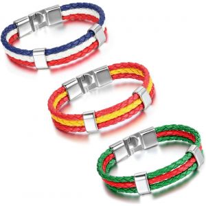 Kal-Uefa Euro Cup 2016 Lot De 2 Bracelets En Cuir Pour Allemagne Italie Espagne Porugal France Angleterre - Neuf
