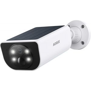 JEXNOVASHOP-Camera Surveillance WiFi Exterieure sans Fil - 2K Camera Exterieur Batterie Panneau Solaire intégré, Étanche IP65, PIR détection, Détection Humaine AI, Vision Nocturne Couleur, Compatible - Neuf