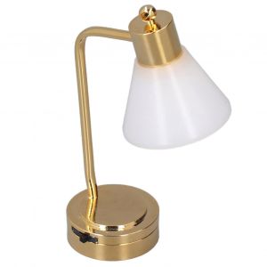 1:12 &Eacute;chelle Maison De Poup&eacute;e Lampe De Table Led Micro M&eacute;tal Maison De Poup&eacute;e Miniature Table Lumi&egrave;re Or Blanc - Neuf