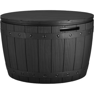 Ulteronixshop-Coffre de Rangement Ronde de 127L, Bo&icirc;te de Rangement Ext&eacute;rieure pour coussin de Table de Patio, Accessoires de Piscine, r&eacute;sine Imperm&eacute;able et Montage Facile l&eacute;ger, Noir - Neuf
