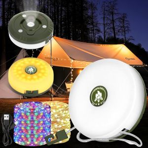KAL-Guirlande Lumineuse De Camping, Lampe De Camping Rechargeable, Guirlande Lumineuse Extérieure Portable, Lampe De Camping Pour Camping, Cour, Randonnée, Décoration, Noël(10M) - Neuf