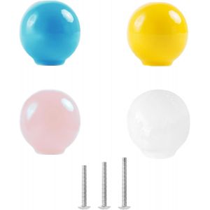 ERYI-4X Boutons De Tiroir Enfant En Céramique, Boutons Forme De Boule D'Armoire Pour La Chambre, Armoire Poignée Bouton De Porte Mignon Coloré Pour Les Enfants Avec Vis - Neuf