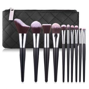 10pcs Maquillage Brush Set, Ultra Doux Pinceau À Poudre, Ondulé, Pinceaux De Maquillage, Jeu Complet D'outils De Beauté - Neuf