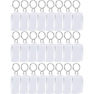 KAL-Porte-Clés Photo,Personnalisé Porte Clef Photo 24 Pack Porte Clé Vierge Transparent Keychain Pour Enfant Hommes Femmes Rectangle Taille De Photo De Passeport 4Cm By 5.5Cm - Neuf