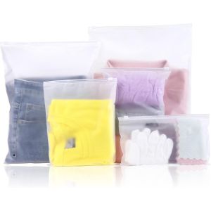 Bhhbb-Sacs De Rangement De Voyage En Plastique, 25 Pièces Voyage Pochette Transparent Givré Plastique, Pour Aux Bagages De Voyage, Chaussure Vêtements, 5 Taille - Neuf