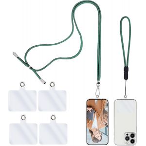 Cordon Universel Pour T&eacute;l&eacute;phone Portable, 2 Cha&icirc;nes De T&eacute;l&eacute;phone Avec 4 Sangles De Rechange Transparentes Pour T&eacute;l&eacute;phone Portable, Tour De Cou R&eacute;glable En Nylon, Pour Tous Les Smartphones, - Neuf