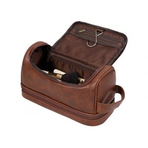 Trousse de maquillage de voyage en cuir synth&eacute;tique - Organiseur de toilette suspendu pour cosm&eacute;tiques et articles de toilette - Neuf