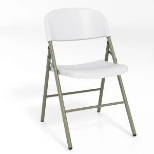 COSTWAY Lot de 6 Chaises de Salle &agrave; Manger Pliables en Plastique avec Dossier et Cadre M&eacute;tal Robuste Charge 150 KG, Blanc - Neuf
