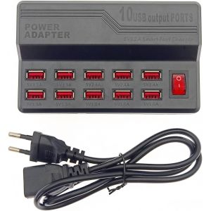 Chargeur Usb 5 V 12 A, Station D'Accueil Usb 10 Ports 60 W, Station De Charge Multiport, Plusieurs Adaptateurs D'Alimentation Usb, Chargeur Rapide Usb - Neuf