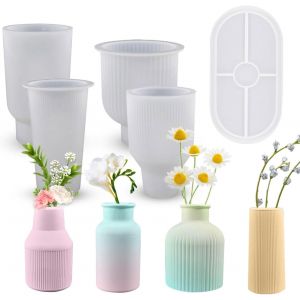 Tianyi-Lot De 5 Moules En Silicone Pour Vases - Moules En Silicone Faits &Agrave; La Main - Moules En R&eacute;sine &Eacute;poxy - Pour La Fabrication De Porte-Stylos - Neuf