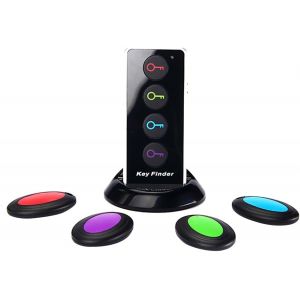 NouvelHorizonstore-Lot de 4 localisateurs de cl&iquest;&iquest;s, sifflets, localisateurs de cl&iquest;&iquest;s, localisateur d'objets &iquest;&iquest; distance sans fil avec lampe de poche LED, pour cl&iquest;&iquest;s, portefeuille, t&iquest;&iquest;l&iquest;&iquest;phone et traqueur d - Neuf