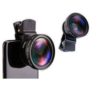 Kit d'objectif macro grand angle 0,45x portable pour appareil photo de t&eacute;l&eacute;phone portable, noir - Neuf