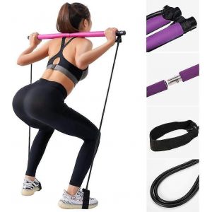 Body Trainer Appareil De Fitness Longue Barre De Résistance Fitness Pilates Bar Bandes De Fitness Pour L'entraînement De Musculation,Violet,91cm - Neuf