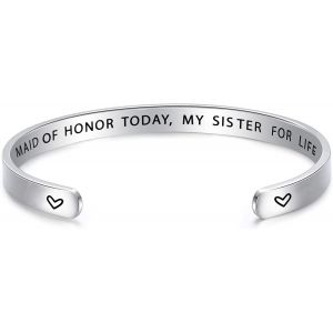 Kal-Cadeaux De Demoiselle D'honneur &laquo; My Maid Of Honor Today My Sister For Life &raquo; - Bracelet Manchette Pour Demoiselles D'honneur - Bracelet Manchette Pour F&ecirc;te De Mariage - Souvenir Pour Soeur, Meill - Neuf