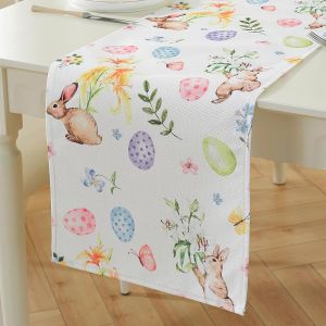 Kal-Chemin De Table ?ufs De Lapin De P&acirc;ques, Ruban De Table 30x140cm Pour Les F&ecirc;tes De Printemps, Nappe De Table Tissu Fleuri, D&eacute;coration De Table Pour La Int&eacute;rieur Et L'ext&eacute;rieur Cuisine F&ecirc;te - Neuf