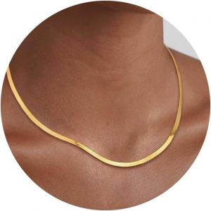 Collier Tour De Cou Femme Plaqu&eacute; Or 18k Acier Inoxydable Dor&eacute; Serpent Ras De Cou - Neuf