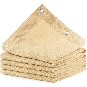 Sept-Voile D'ombrage Protection Solaire Toile Rectangulaire, Hdpe 95% Anti-Uv Auvent De Voiture Avec Cordes Et Serre-Câbles Pour Jardin, Terrasse, Balcon, Camping, Pergola, 1mètre 1 Trou, Sable(2x3m) - Neuf