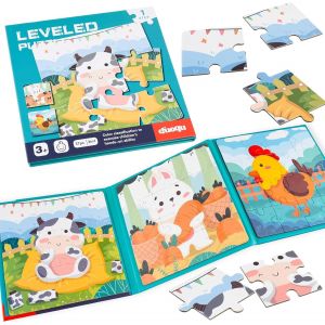KAL-Puzzles Magnétiques Pour Enfants De 3 À 5 Ans, Pour Enfants Âgés De 2 À 4 Ans, Jouet D'Activités De Ferme/Voiture/Animaux, Aimant D'Apprentissage, Cadeau Pour Voyage En Voiture - Neuf