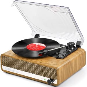 Platine Vinyle Bluetooth Tourne Disque Support USB Aux entrée RCA Ligne de Sortie 3 Vitesses Drive Ceinture Arrêt Automatique Miroir Design Blanc - Neuf