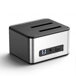 Bo&icirc;tier pour disque dur externe SSD 2,5/3,5 pouces, station d'accueil double baie pour disque dur SATA vers USB 3.0 - Neuf