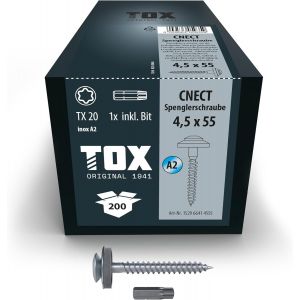 CHECARZHN--NO1-Vis Cnect 4,5X55Mm, Vis De Ferblantier Résistantes Aux Intempéries Avec Rondelle D'Étanchéité En Acier Inoxydable A2, Fixation De Baguettes De Recouvrement, 200Pcs, 1X Embout Inclus, 1 - Neuf