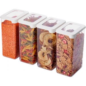 Sjzg-Boites De Rangement Cuisine Avec Couvercle 1,65 L- Lot De 4-20 % De Plastique Biosourc&eacute;, Compatible Lave-Vaisselle - Bo&icirc;te De Rangement Cuisine Empilable - 18 X 12,5 X 10 Cm - Neuf