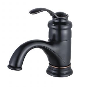 Robinet de salle de bain noir r&eacute;tro, mitigeur de lavabo style antique, mitigeur de salle de bain monocommande en laiton bross&eacute;, finition bronze bross&eacute;. - Neuf