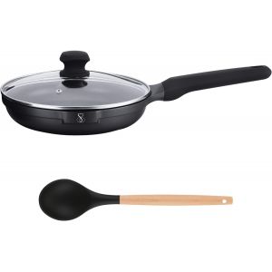 CHECARZHN--NO1-Poêle À Frire 24Cm Professionnel Adaptée À Induction Gas | Super Antiadhésive Allemand Résistante À La Corrosion Anti-Rayures En Aluminium Et Acier | Cuisson Saine Sans Pfoa + Couvercl - Neuf