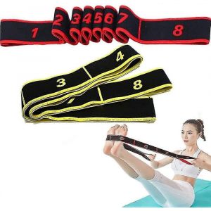 2 Pièces Bandes De Résistance À L'étirement,Bande D'exercice Réglable Multi-Boucles Avec Numéros,Rouge-Jaune - Neuf