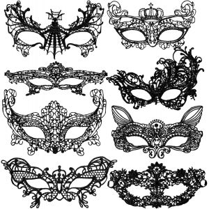 8 Pi&egrave;ces Masque De Mascarade,Masque De Dentelle Noir,Masque Bal Masqu&eacute;,Masque Venitien Femme,Masque Demi-Visage Pour Halloween Mascarade Carnaval F&ecirc;te Costum&eacute;,Noir - Neuf