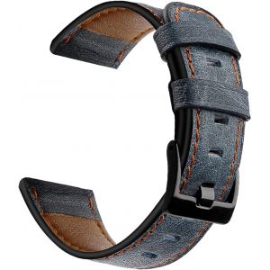 Kal-Bracelet En Cuir Pour 22mm 20mm, Cuir Boucle En Inoxydable Remplacement En Réglable Bracelets, Banda De Montre De Rechange Pour Femme/Homme - Bleu - Neuf