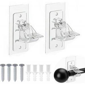 Lot De 2 Supports De Tringle À Rideaux Auto Rideaux Autocollants En Pet Sans Perçage Crochets Réglables Sans Clous Pour Salon Et Salle De Bain Transparent Rideaux Suspendus Ou Porte-Serviettes - Neuf
