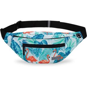 KALANKA-Grand Sac Banane pour Femme et Homme, Sac Banane avec Prise Casque et 4 Poches zippées, Ceinture réglable pour Le Cyclisme, la Course, Le Jogging, Les Voyages, l'extérieur - Neuf