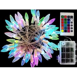 Guirlande Lumineuse &Agrave; Piles De 5 M Et 50 Led Couleur Fraise - Neuf