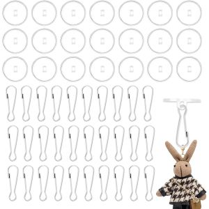 60 Pièces Crochets de Plafond Adhésif,Auto-adhésifs Crochet Plafond avec 60 Clips de Mât de Drapeau,Crochet Plafond Transparent pour Accrocher des Décorations Lumineuses,Salle de Bain,Cuisine - Neuf