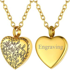 Kal-Collier Pendentif Urne Funeraire Chat Chien Personnalisable, Médaillon Funéraire Cendres Acier Inoxydable Avec Chaine Réglable 50+5 Cm,Bijoux Mémorial Crémation Souvenir Animaux Cécédé - Neuf