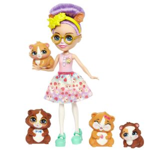 ERYI-Enchantimals Coffret Famille Enchantimals Avec Poupée Gerika Golden Retriever (15 Cm) Et 3 Figurines D¿Animaux, Jouet Enfant, Dès 4 Ans, Hhb85 - Neuf