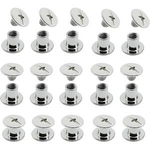 50 Pcs Kit De Rivets De Reliure Chicago De Carbone Chicago,Rivets De Grand Livre Pour La Décoration De La Ceinture De Livre Numéro De Modèle De Bagage M5 (Argent,M5*6) - Neuf