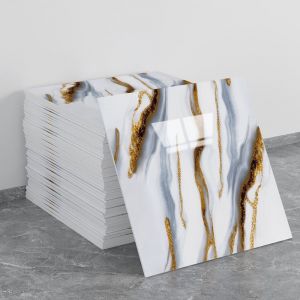Autocollants muraux de carreaux d'imitation de fond en aluminium,papier peint auto-adhésif en mousse à motif de marbre résistant à l'humidité,décor de cuisine et de salle de bains - Neuf
