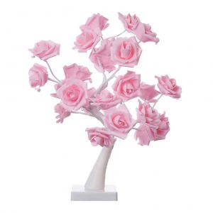 Lampe Led Imitation Rosier, Lampe De Table Romantique &Agrave; Fleurs, Veilleuse De Chevet, D&eacute;coration D'int&eacute;rieur (Fleurs Roses, Blanc Chaud) - Neuf