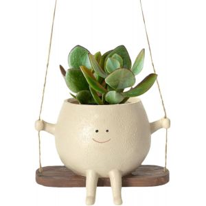 TEPPE-Pot de Fleurs à Suspendre, Pot de Fleurs avec Visage, Panier Suspendu Extérieur, Swing Pot de Fleurs Suspendu, Pots de Fleurs Uniques pour Intérieur, Extérieur, Jardin, Balcon - Neuf