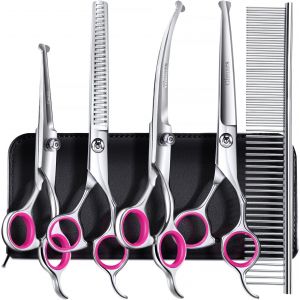 4cr Ciseaux De Toilettage Pour Chien En Acier Inoxydable Avec Pointe Ronde De S&eacute;curit&eacute; Ciseaux De Toilettage Robustes Avec Rev&ecirc;tement En Titane Pour Chiens Et Chats - Neuf