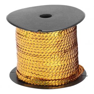 100 Yard Corde De Paillettes En Résine Plastique 6mm Accessoire Décoratif Laser Or Laser Doré 100 Yard/Roll - Neuf