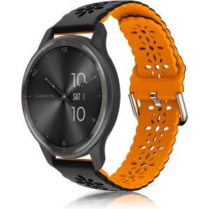 Kal-20mm Bracelet Pour Garmin Vivoactive 6/5 /Garmin Forerunner 165/Forerunner 165 Music, Soft Silicone Respirant Sangle Bracelet Noir & Orange - Neuf