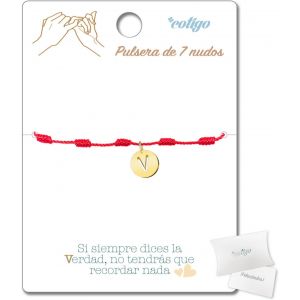 Eryi-Pulsera 7 Noeuds Rouges Con Lettre Initiale A-Z Acier Inoxydable-Porte Bonheur Et Protection-Bracelet Mauvais ?Il Pour Couples Et Amitié-Bijoux Réglable - Neuf