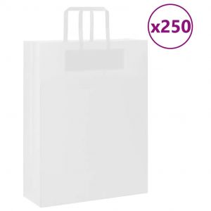 Sacs en papier 250 pcs avec poignées blanc 32x12x42 cm - Neuf