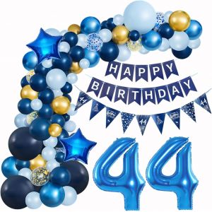 KALANKA-Arche Ballon Bleu 44 Ans Décorations Anniversaire de Fête,Guirlande Ballons Bleu Decoration Anniversaire 44 ans Homme Décorations Anniversaire,44 Ballon Anniversaire Bleu deco 44 ans Homme - Neuf